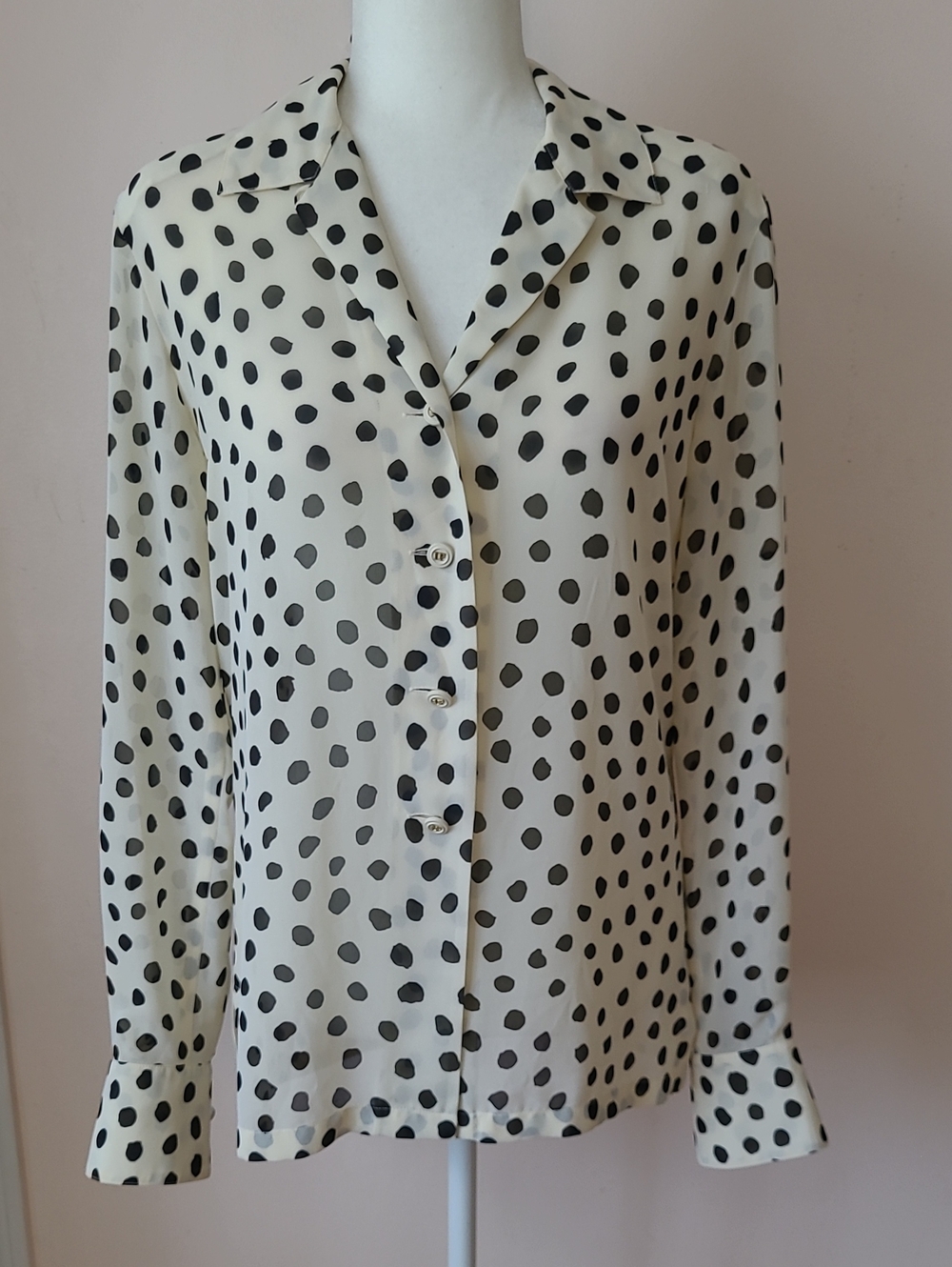 Vintage Louis Féraud Polka Dot Button-Front Blouse